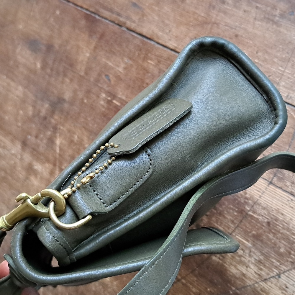 Coach Olive Green Leather Crossbody Satchel - Picture 7 of 13